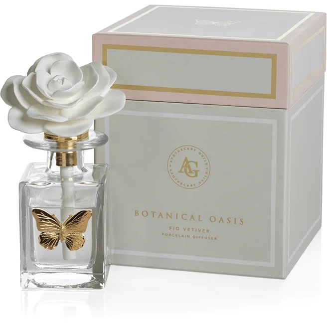 Botanical Oasis Fig Vetiver Porcelain Diffuser, Butterfly